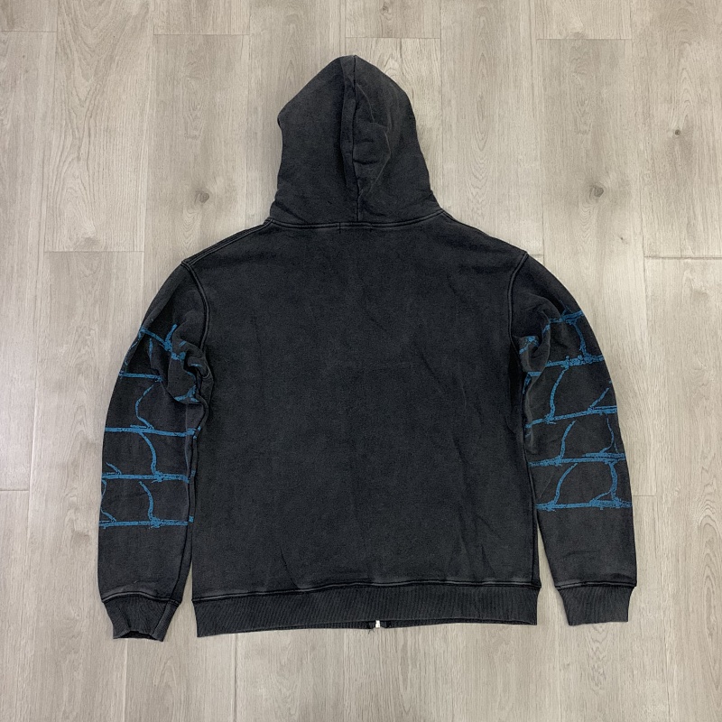 V126# P112 Vale Big Widow Zip Up Hoodie蜘蛛网印花开衫卫衣