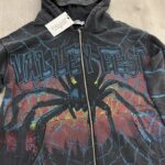 V126# P112 Vale Big Widow Zip Up Hoodie蜘蛛网印花开衫卫衣
