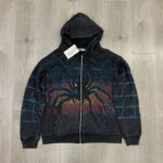 V126# P112 Vale Big Widow Zip Up Hoodie蜘蛛网印花开衫卫衣