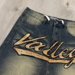 V805# P108 Vale Valley Forever SKITTLES JORTS Jean Shorts烫钻牛仔短裤