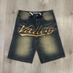 V805# P108 Vale Valley Forever SKITTLES JORTS Jean Shorts烫钻牛仔短裤