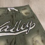 V806# P108 Vale Valley Forever SKITTLES JORTS Jean Shorts烫钻牛仔短裤