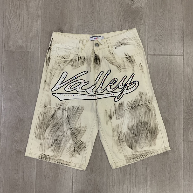 V806# P108 Vale Valley Forever SKITTLES JORTS Jean Shorts烫钻牛仔短裤