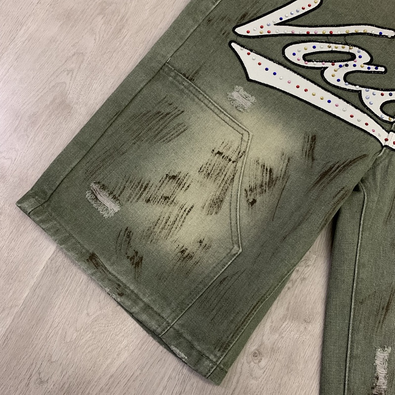 V806# P108 Vale Valley Forever SKITTLES JORTS Jean Shorts烫钻牛仔短裤