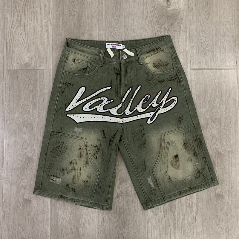 V806# P108 Vale Valley Forever SKITTLES JORTS Jean Shorts烫钻牛仔短裤