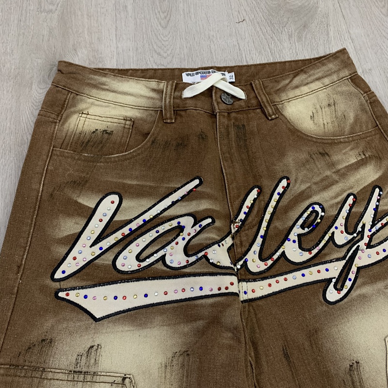 V806# P108 Vale Valley Forever SKITTLES JORTS Jean Shorts烫钻牛仔短裤