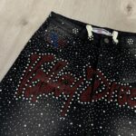 V807# P115 Vale Valley Forever Iced Out Jorts Jean Shorts满幅烫钻牛仔短裤