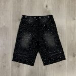 V807# P115 Vale Valley Forever Iced Out Jorts Jean Shorts满幅烫钻牛仔短裤