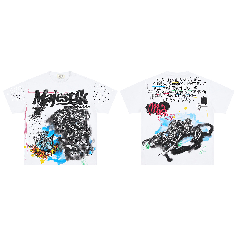 M118# P63 Majestik Tee 2026最新欧美街头潮牌烫钻时尚短袖T恤