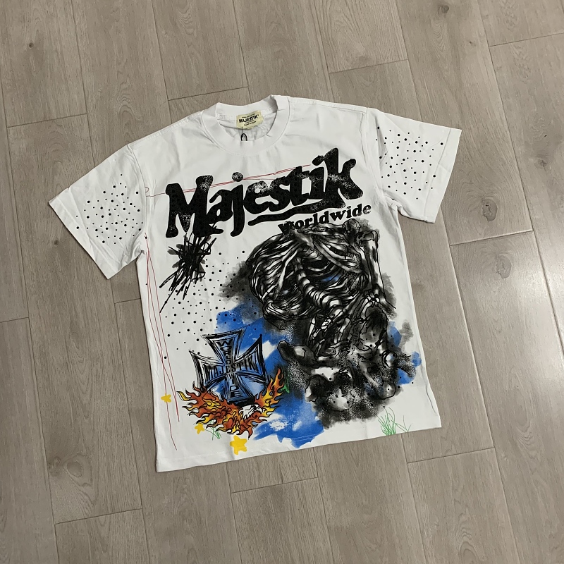 M118# P63 Majestik Tee 2026最新欧美街头潮牌烫钻时尚短袖T恤