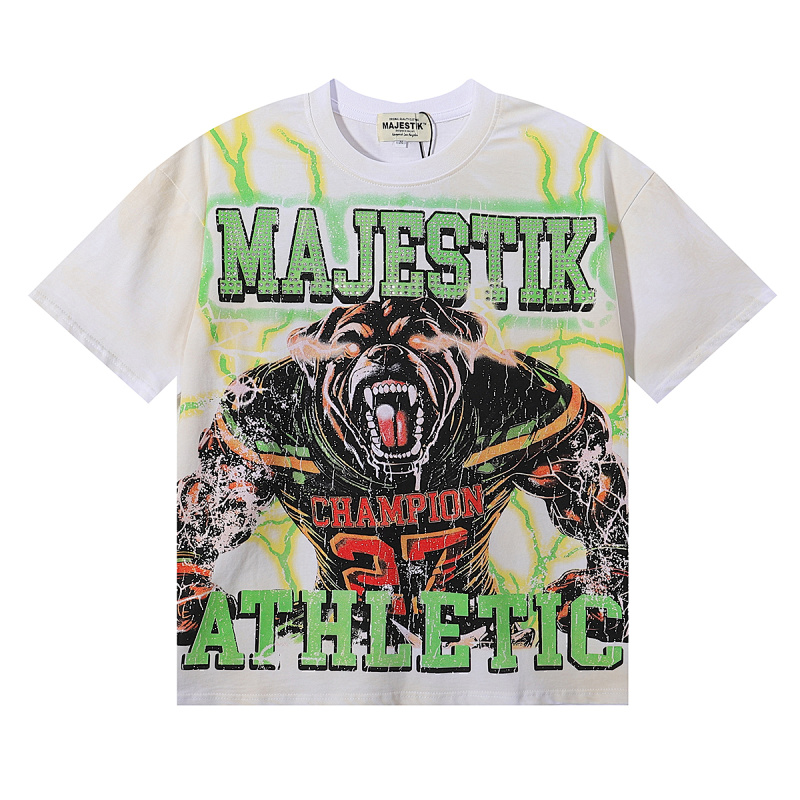 编号MA019，批67，MAJESTIK The World Dogg Graphic烫钻做旧短袖
