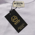 编号MA018，批67，MAJESTIK The World Shark Graphic烫钻做旧短袖