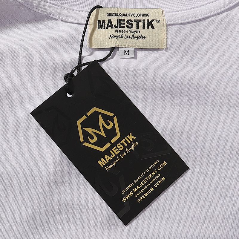 编号MA018，批67，MAJESTIK The World Shark Graphic烫钻做旧短袖