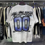 编号MA018，批67，MAJESTIK The World Shark Graphic烫钻做旧短袖