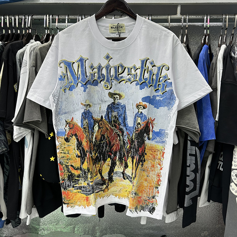 MA061，P65  MAJESTIK Cowboy Graphic Crop Tee烫钻