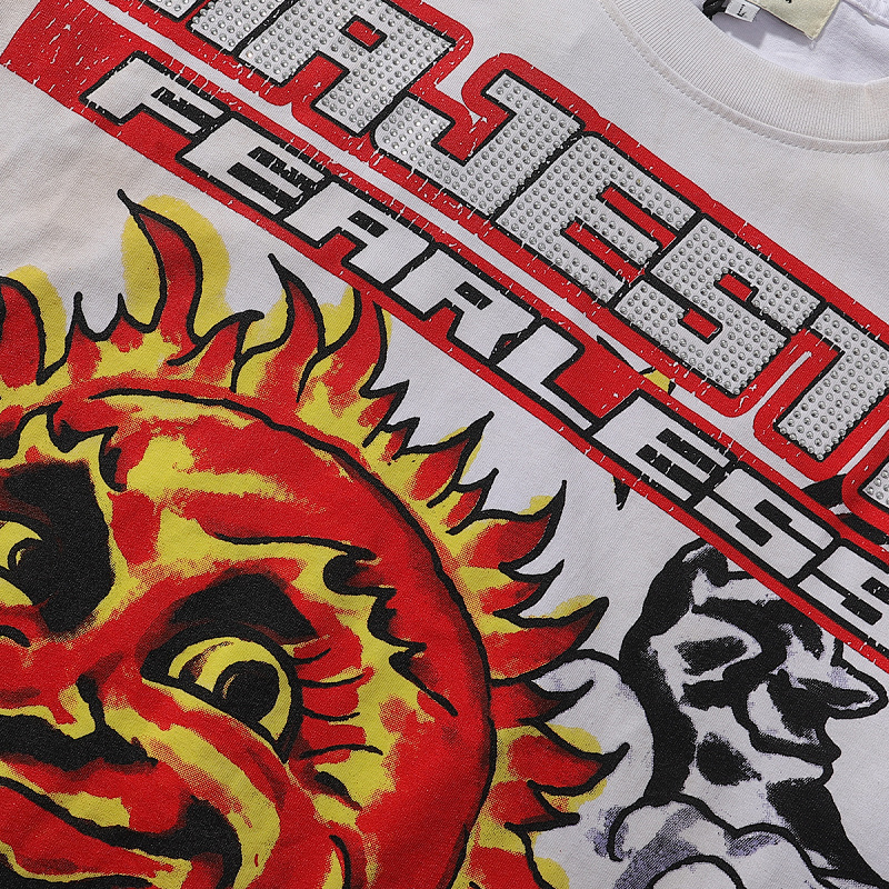 MA017，P65 MAJESTIK Solar Garment Dyed Print Crop Tee烫钻