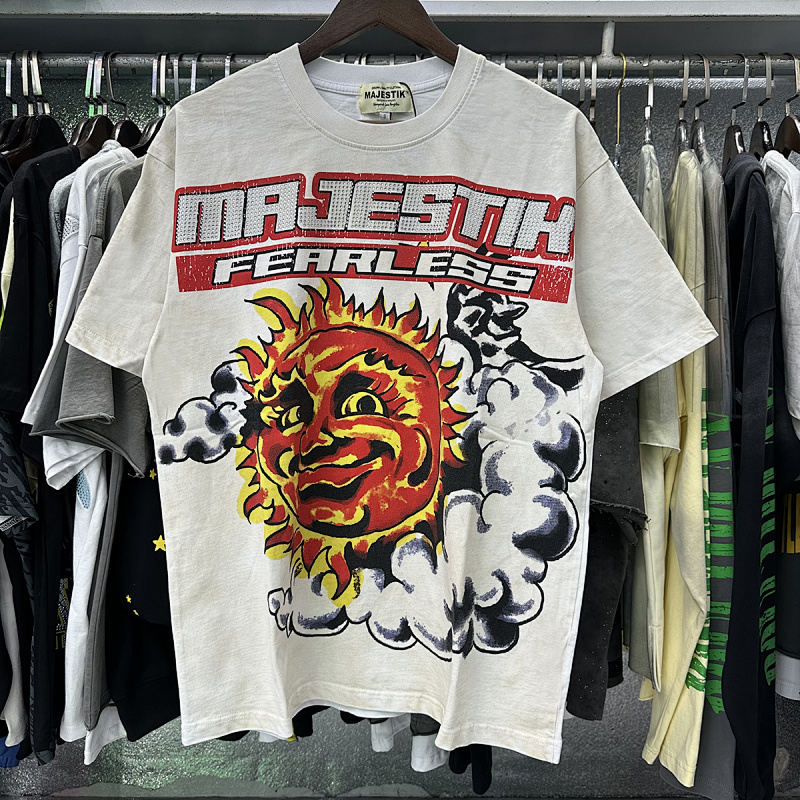 MA017，P65 MAJESTIK Solar Garment Dyed Print Crop Tee烫钻