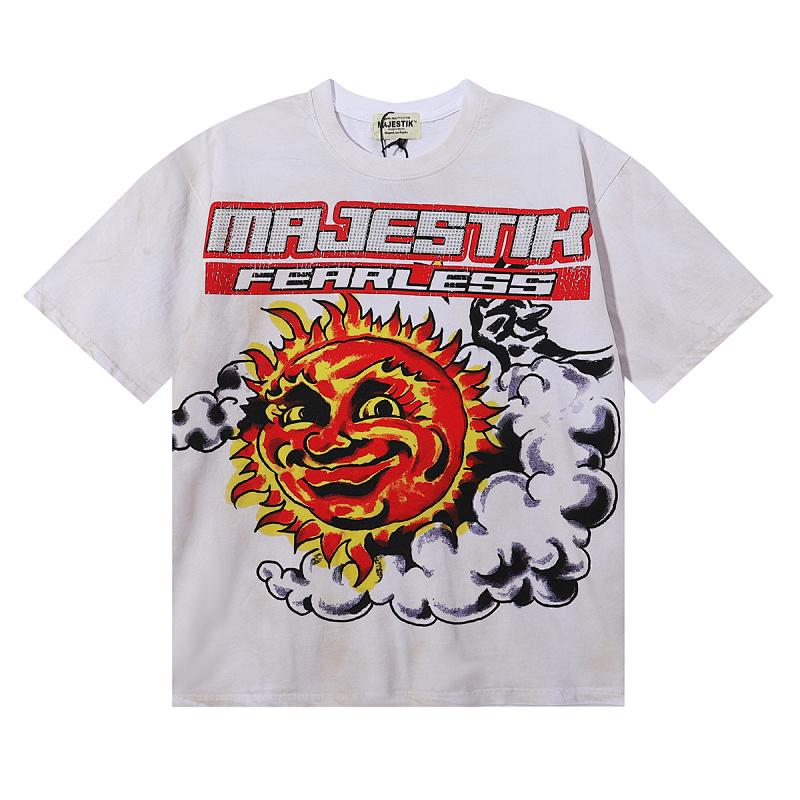 MA017，P65 MAJESTIK Solar Garment Dyed Print Crop Tee烫钻