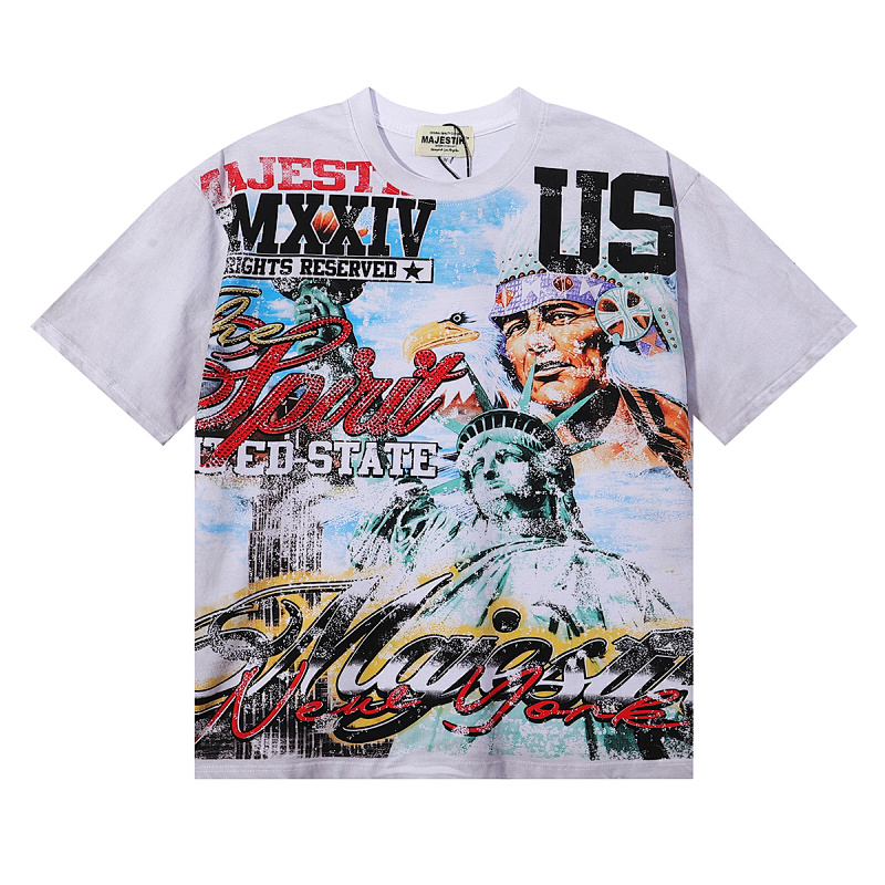 MA016P70，MAJESTIK The Spirit Tee自由女神印花烫钻短袖