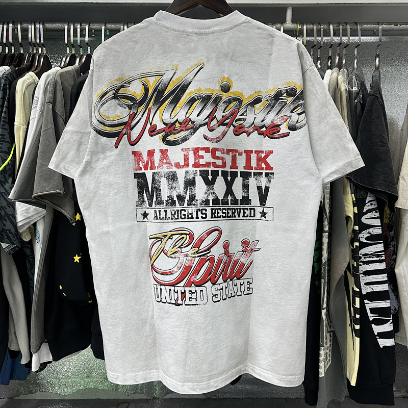 MA016P70，MAJESTIK The Spirit Tee自由女神印花烫钻短袖