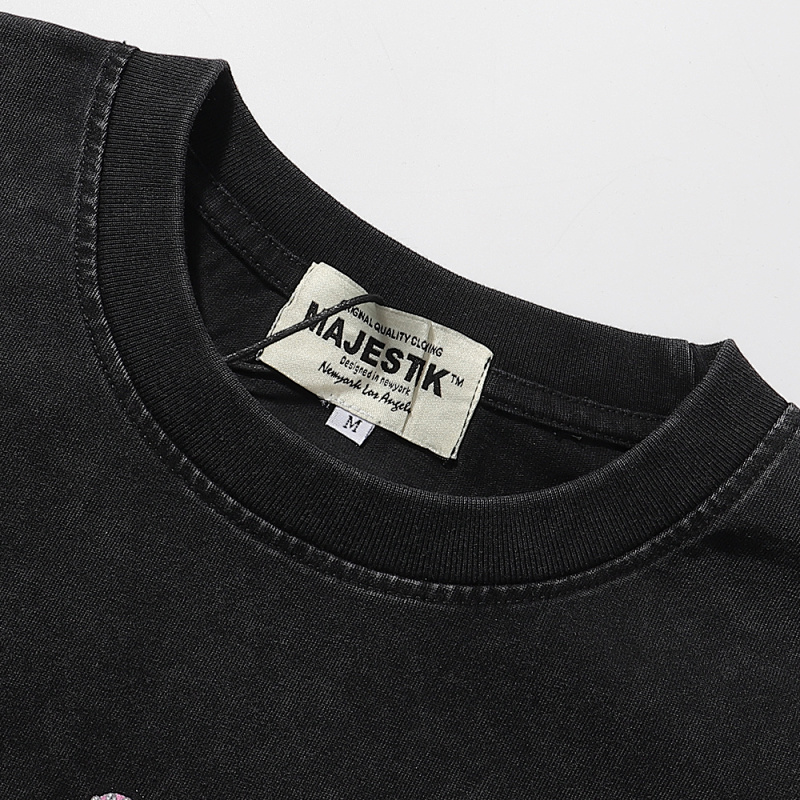 MA010，P65,MAJESTIK We Are Friend Garment Dyed Print Crop Tee烫钻