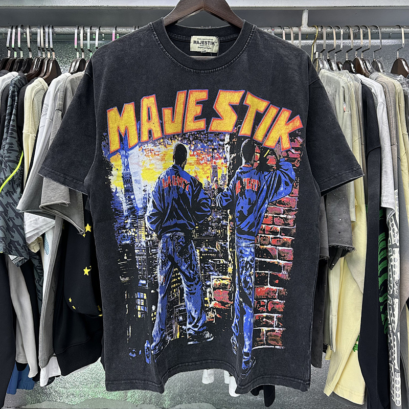 MA008P65，MAJESTIK Treet Artist Garment Dyed Print Crop Tee