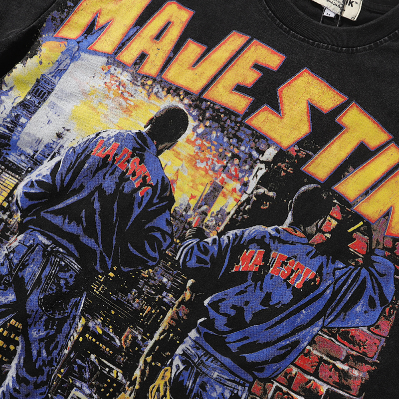 MA008P65，MAJESTIK Treet Artist Garment Dyed Print Crop Tee