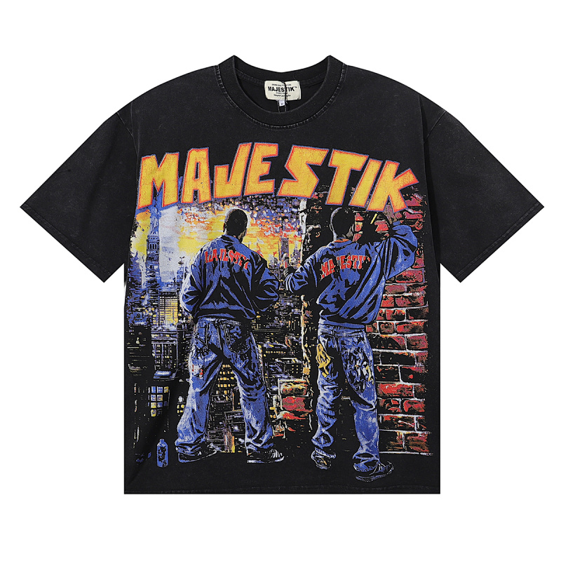 MA008P65，MAJESTIK Treet Artist Garment Dyed Print Crop Tee
