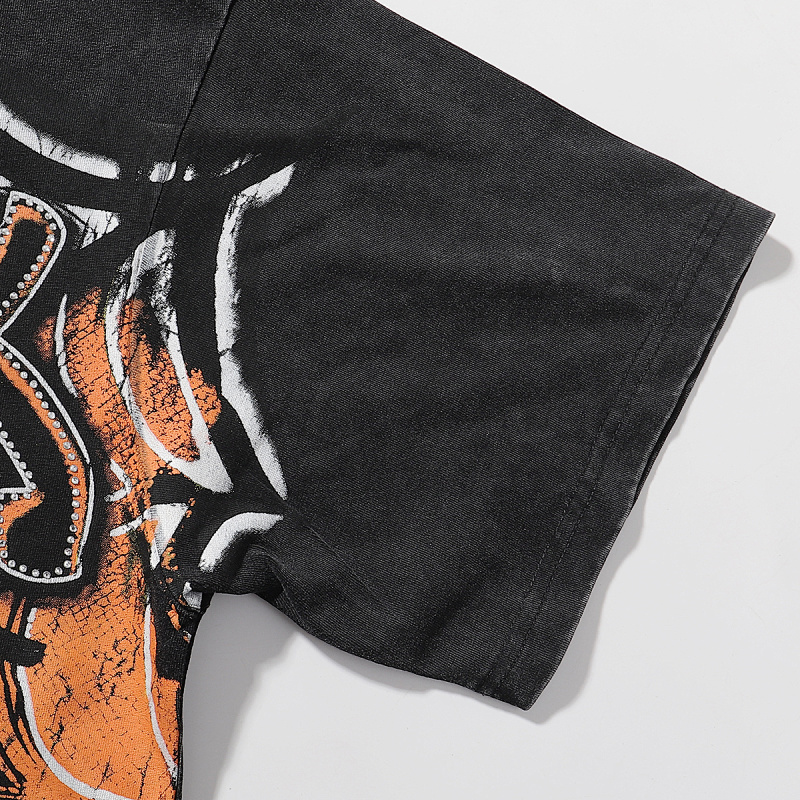 MA007P68，MAJESTIK Tarantula Garment Dyed Print Crop Tee烫钻设计