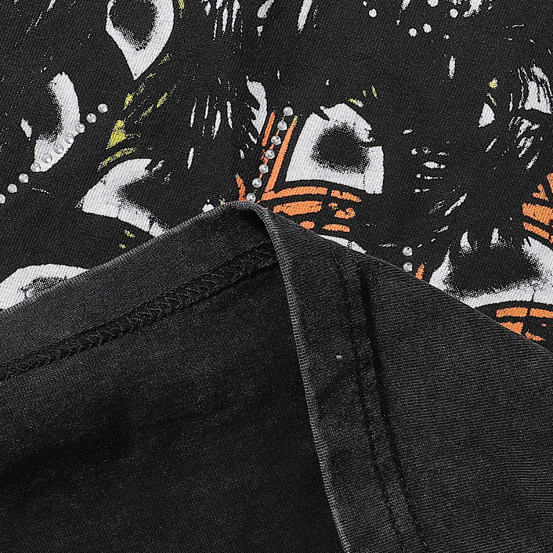MA007P68，MAJESTIK Tarantula Garment Dyed Print Crop Tee烫钻设计