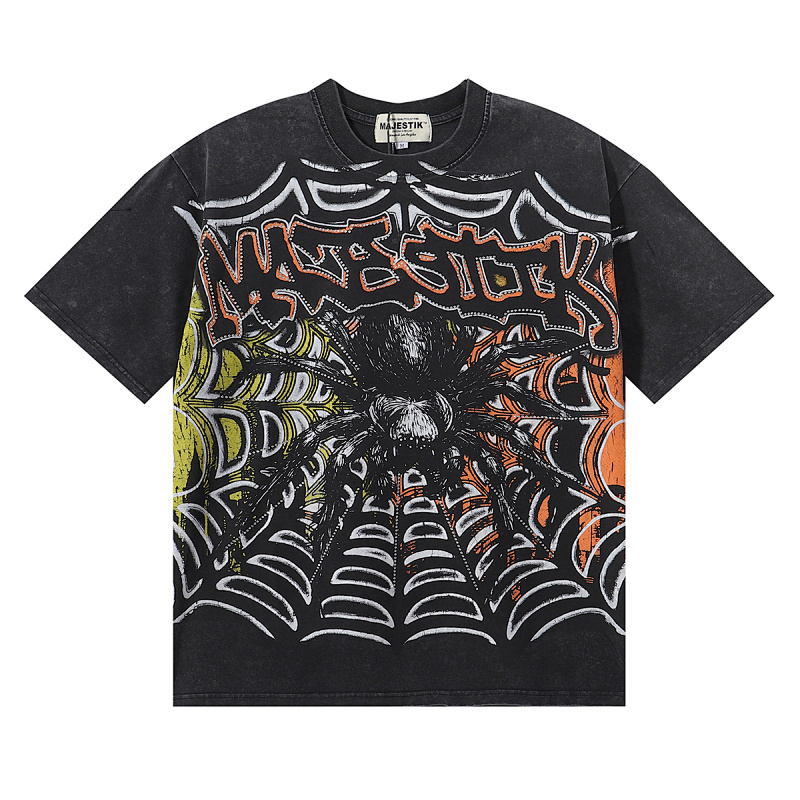 MA007P68，MAJESTIK Tarantula Garment Dyed Print Crop Tee烫钻设计