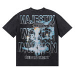 MA006，P65,MAJESTIK Department Garment Dyed Print Crop Tee烫钻