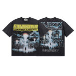 MA006，P65,MAJESTIK Department Garment Dyed Print Crop Tee烫钻