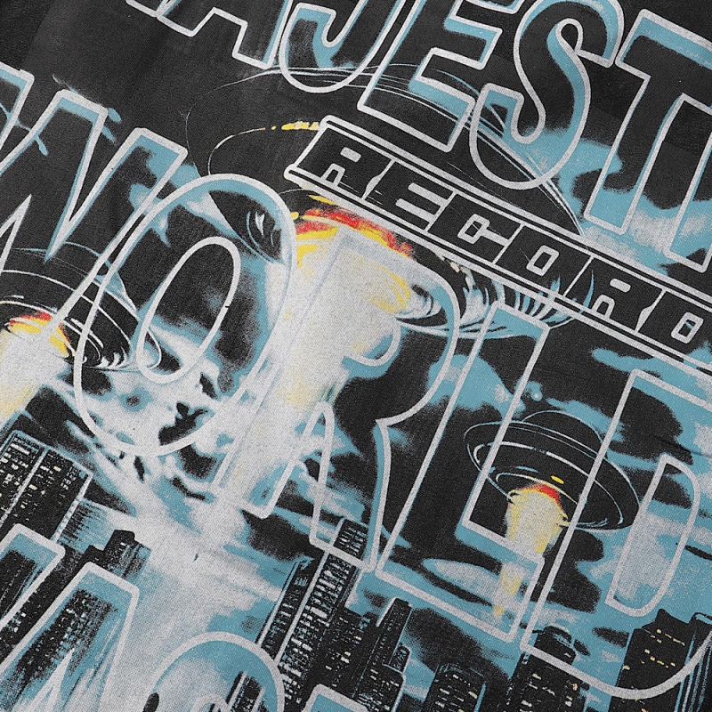MA006，P65,MAJESTIK Department Garment Dyed Print Crop Tee烫钻
