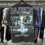 MA006，P65,MAJESTIK Department Garment Dyed Print Crop Tee烫钻