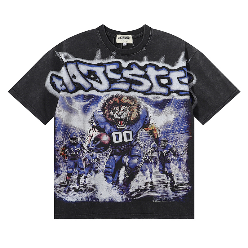 MA005P68，MAJESTIK Lion Football Graphic Crop Tee烫钻设计