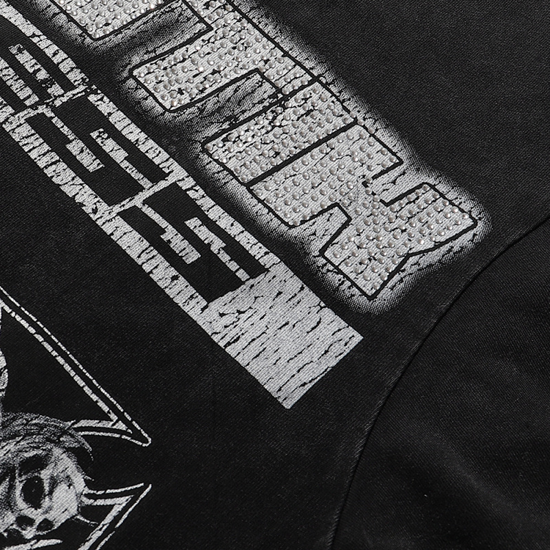 MA003P65，MAJESTIK Death Chain Garment Dyed Print Crop Tee烫钻