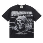 MA003P65，MAJESTIK Death Chain Garment Dyed Print Crop Tee烫钻