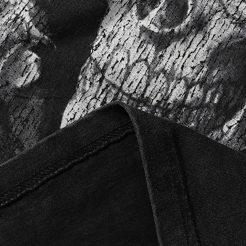 MA003P65，MAJESTIK Death Chain Garment Dyed Print Crop Tee烫钻