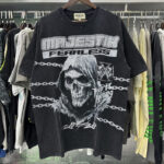 MA003P65，MAJESTIK Death Chain Garment Dyed Print Crop Tee烫钻