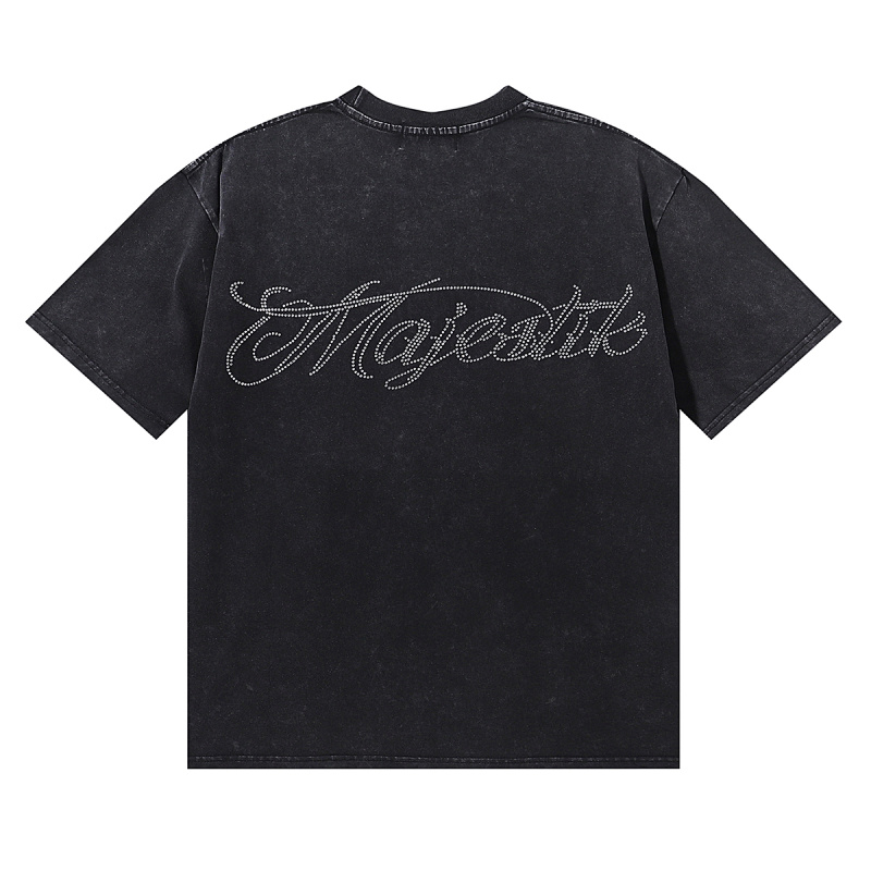 MA001P70，MAJESTIK Bulldog Football Graphic Crop Tee烫钻