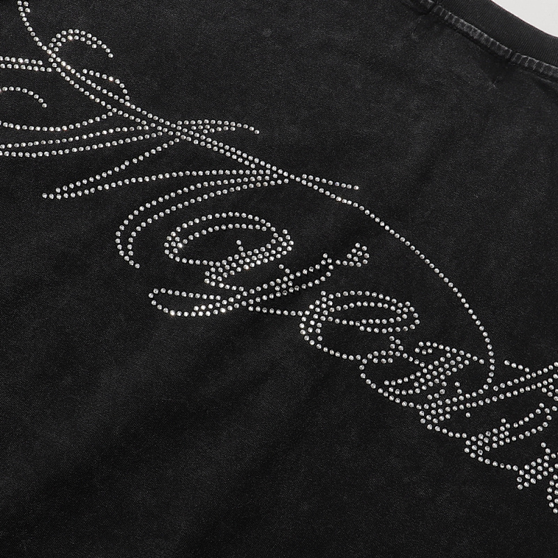 MA001P70，MAJESTIK Bulldog Football Graphic Crop Tee烫钻