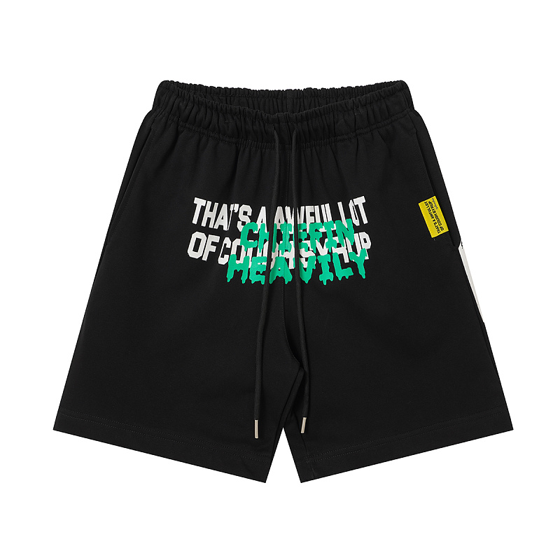 T2507#短裤｜P66 THAT'S A AWFUL LOT OF COUGH SYRUP 现货实拍 美式简约 休闲短裤 面料（fabric):纯棉卫衣毛圈380克 码数（size）：S-M- L-