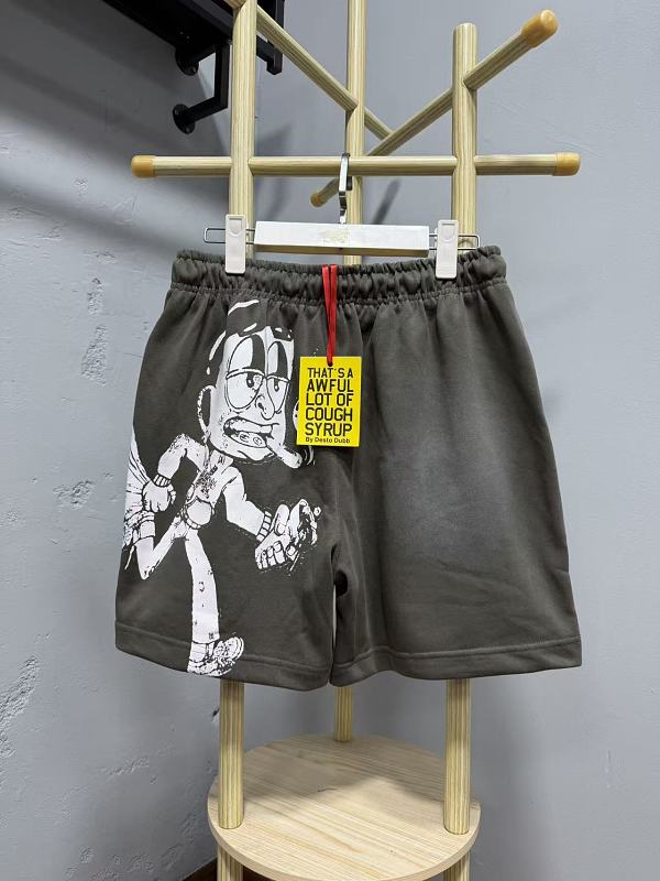 T2507#短裤｜P66 THAT'S A AWFUL LOT OF COUGH SYRUP 现货实拍 美式简约 休闲短裤 面料（fabric):纯棉卫衣毛圈380克 码数（size）：S-M- L-
