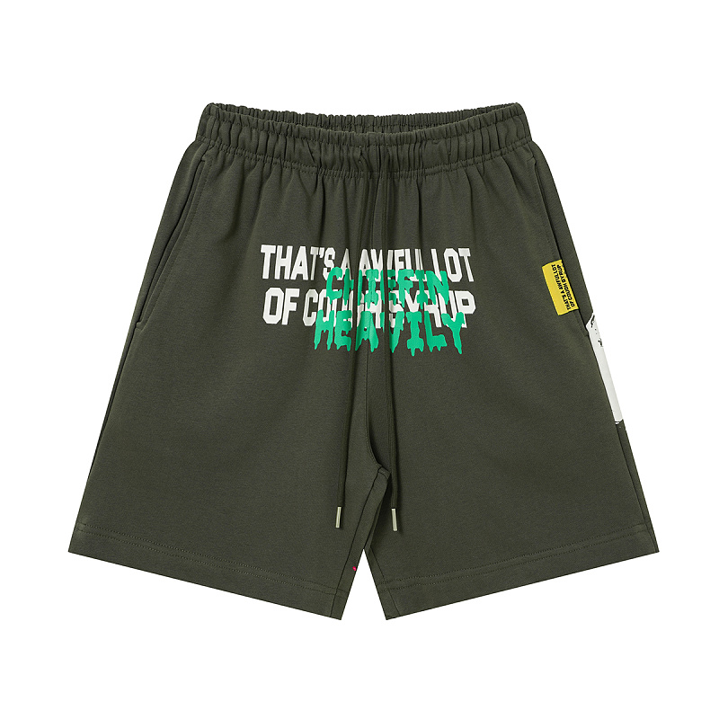 T2507#短裤｜P66 THAT'S A AWFUL LOT OF COUGH SYRUP 现货实拍 美式简约 休闲短裤 面料（fabric):纯棉卫衣毛圈380克 码数（size）：S-M- L-