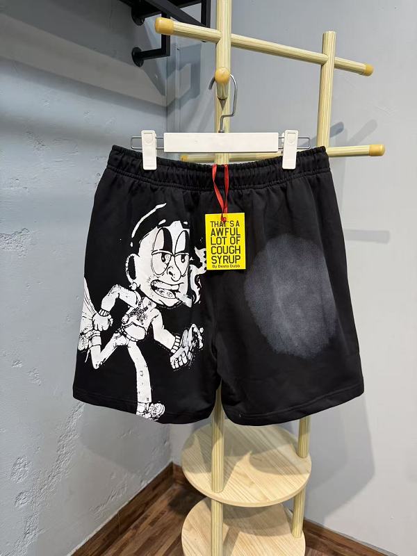 T2507#短裤｜P66 THAT'S A AWFUL LOT OF COUGH SYRUP 现货实拍 美式简约 休闲短裤 面料（fabric):纯棉卫衣毛圈380克 码数（size）：S-M- L-