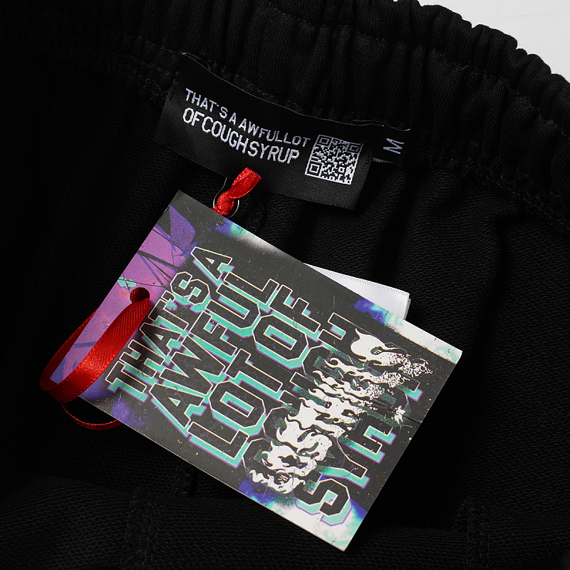 T2507#短裤｜P66 THAT'S A AWFUL LOT OF COUGH SYRUP 现货实拍 美式简约 休闲短裤 面料（fabric):纯棉卫衣毛圈380克 码数（size）：S-M- L-