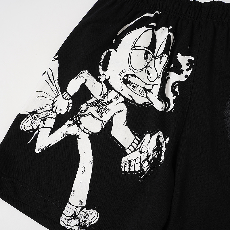 T2507#短裤｜P66 THAT'S A AWFUL LOT OF COUGH SYRUP 现货实拍 美式简约 休闲短裤 面料（fabric):纯棉卫衣毛圈380克 码数（size）：S-M- L-