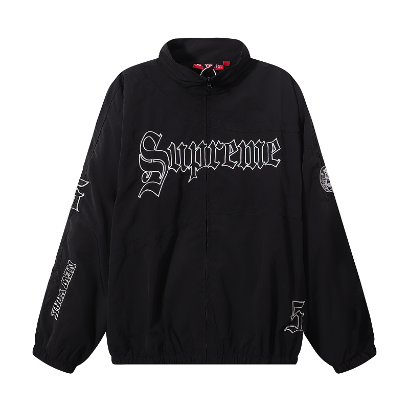 801   p145 Supreme 连帽美式潮流夹克 黑色 杏色 SMLXL 尺码 S M L XL 衣长 68-70-72-74 胸围 124-128-132-136 袖长 80-81-82-83