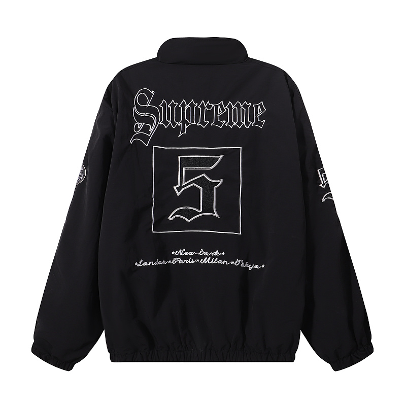 801   p145 Supreme 连帽美式潮流夹克 黑色 杏色 SMLXL 尺码 S M L XL 衣长 68-70-72-74 胸围 124-128-132-136 袖长 80-81-82-83